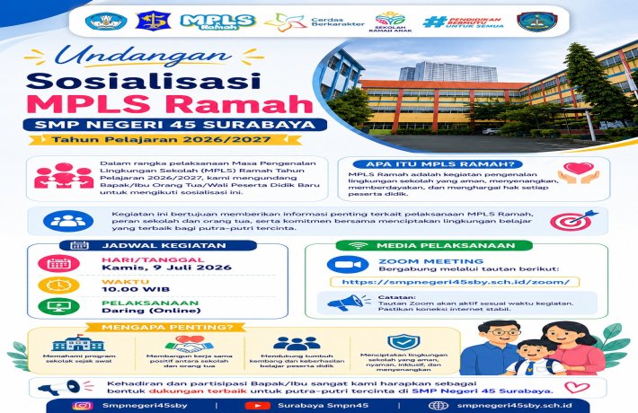 SOSIALISASI MPLS RAMAH SMP Negeri 45 Surabaya Tahun Pelajaran 2026 2027